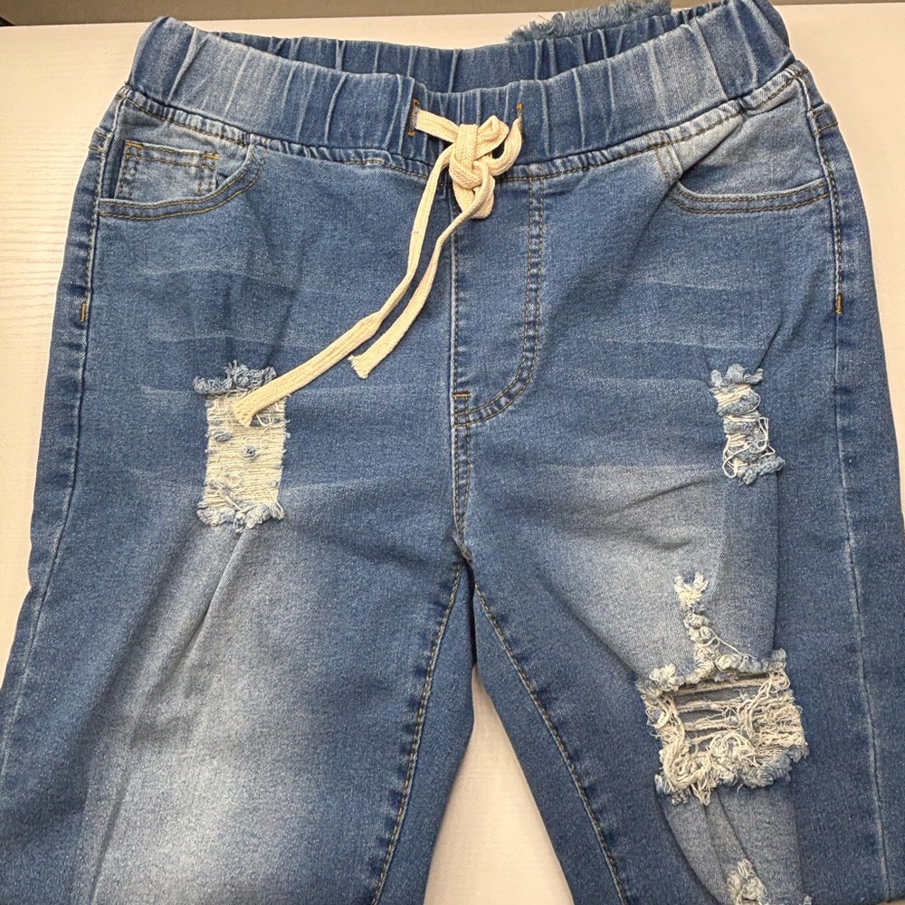 BRAND NEW-KUNMI Women High Waist Skinny Stretch Ripped Jeans